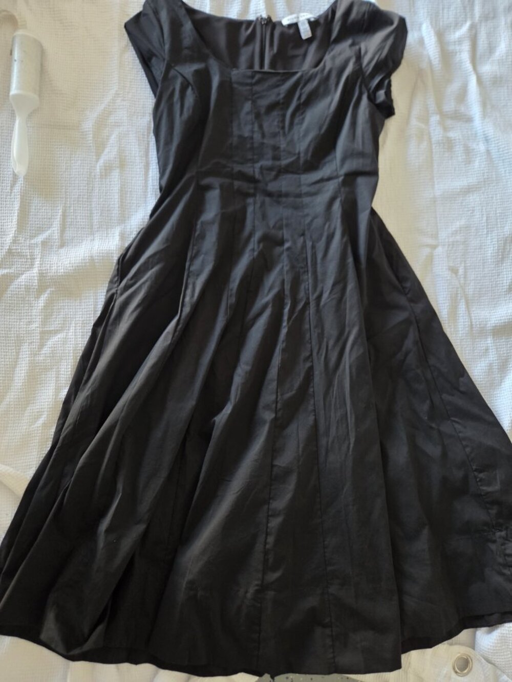 Ellen Tracy Fit & Flare Midi Squareneck Dress In Sz M W/ Pockets
